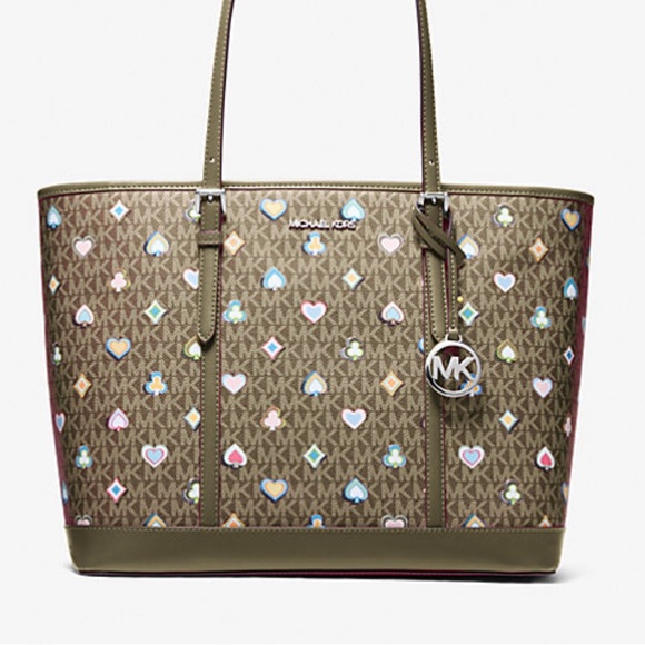 Michael Kors Jet Set Large Printed Signature Logo Tote Shoulder Bag - Picture 4 of 5